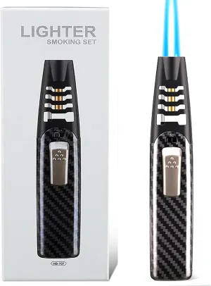 Fire Blaze Electric Lighter - Camping Outdoor Windproof Straight Flame Lighter, Powerful Adjustable Flame Dual-Arc Torch Lighter (Black)