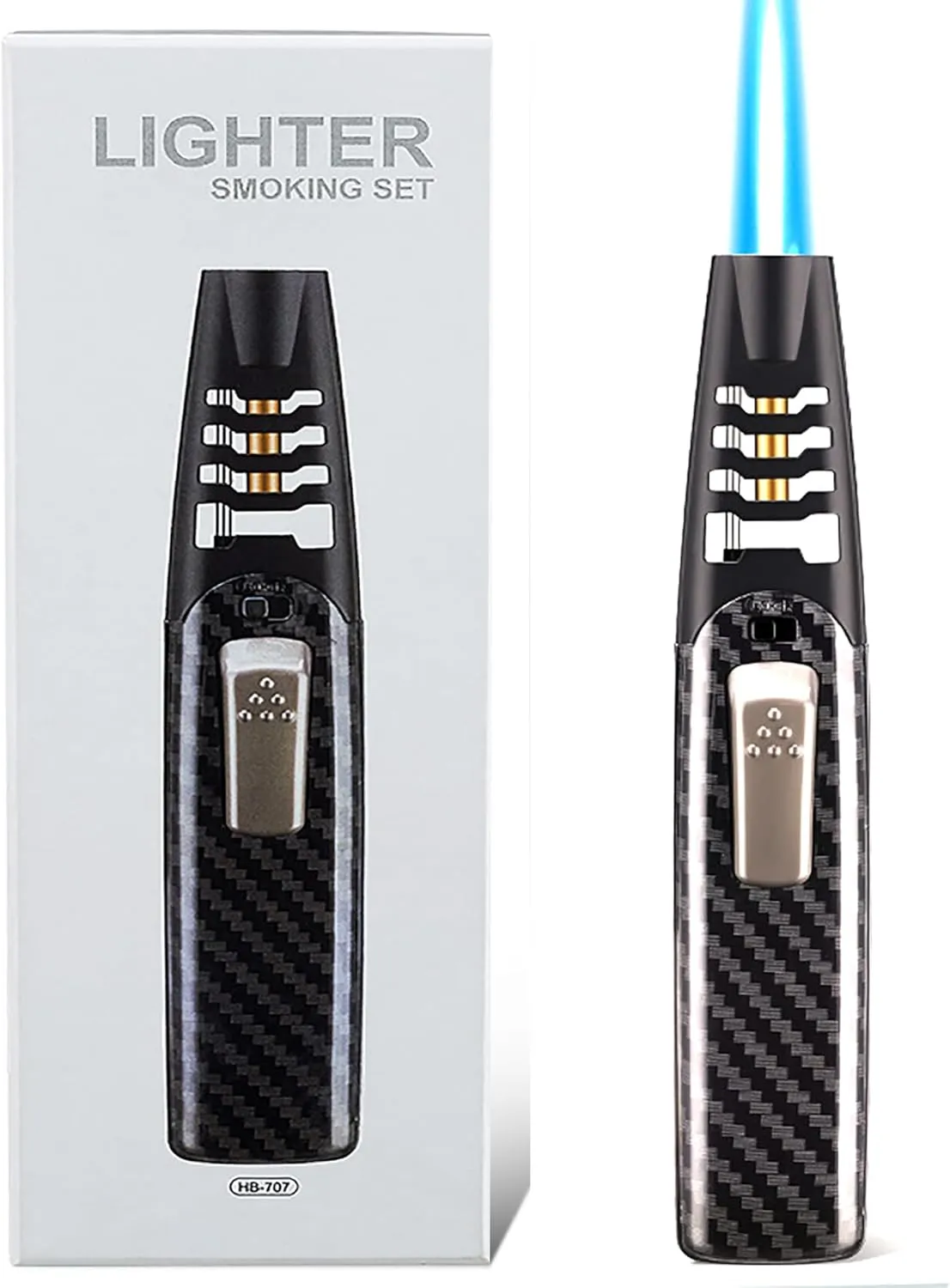 Fire Blaze Electric Lighter - Camping Outdoor Windproof Straight Flame Lighter, Powerful Adjustable Flame Dual-Arc Torch Lighter (Black)