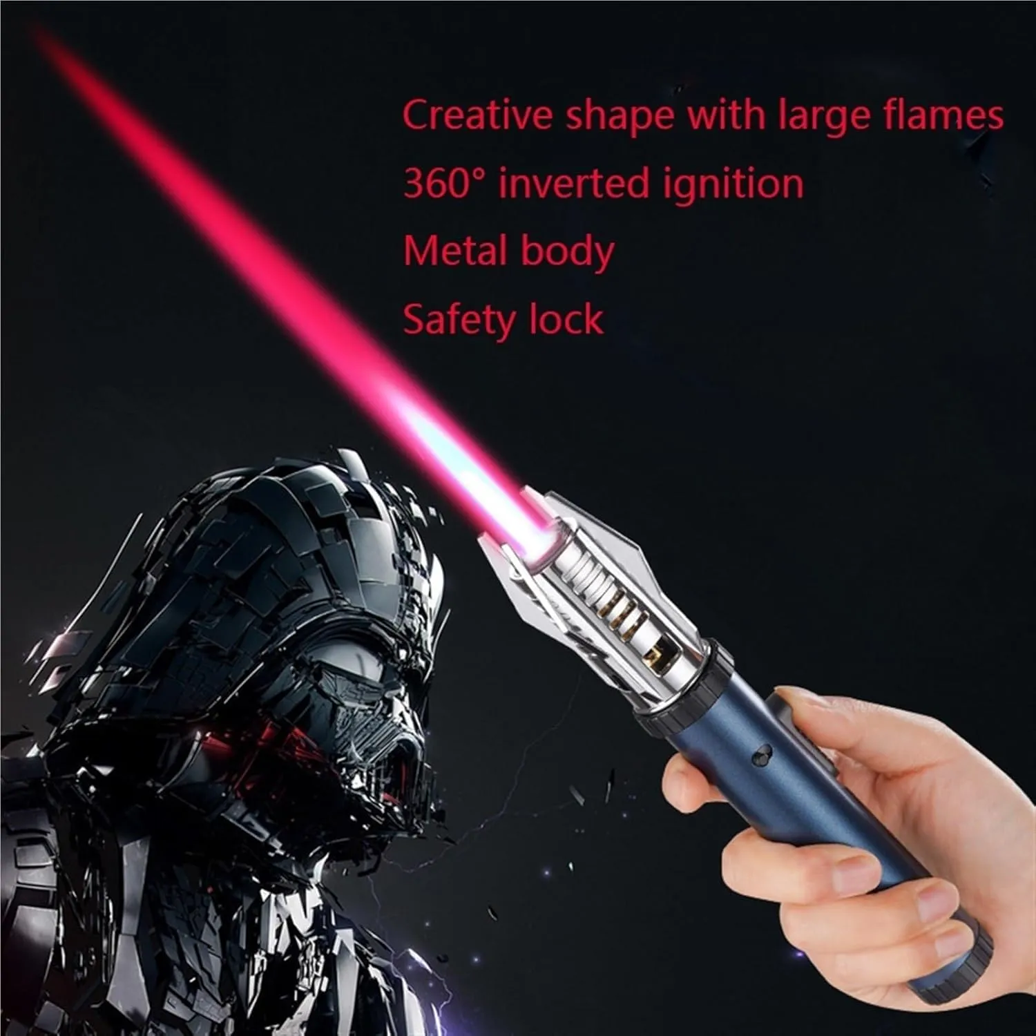 Fireblaze Dual-Fuel Torch Lighter - Adjustable Windproof Flame & Rechargeable Butane/Electric Hybrid (Lightsaber Design with Flame Control)(#1)
