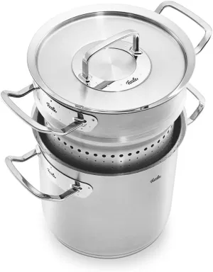 Fissler Original-Profi Collection Stainless Steel 6.3 Quart Multipot with Steamer Insert and Metal Lid