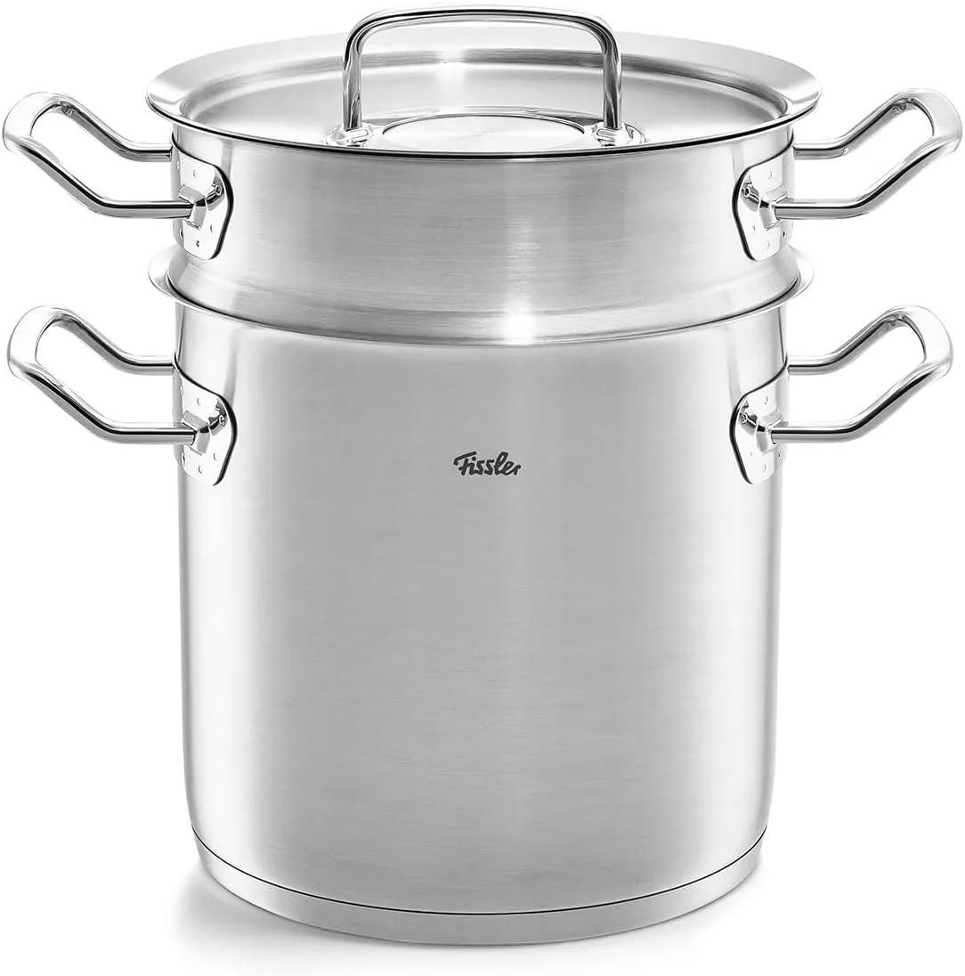 Fissler Original-Profi Collection Stainless Steel 6.3 Quart Multipot with Steamer Insert and Metal Lid