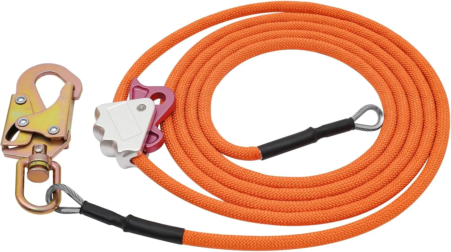 Flip Line, 20kn Steel Core Flipline Kit, Adjustable Tree Lanyard Cut Resistant Tree Climbing Lanyard, Low Stretch Positioning Swivel Snap Hook Triple Lock Rope Lanyard for Climbing Rescue (1/2" x 14')