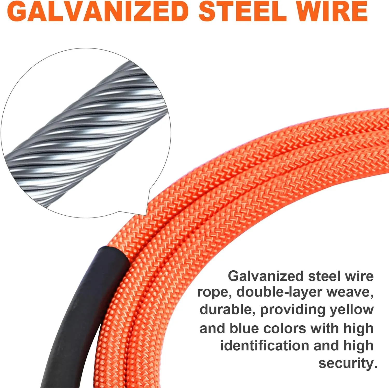 Flip Line, Wire Core Flipline 1/2" X 12', Wire Core Flip Line Kit with Triple Lock Carabiner Adjuster, Steel Swivel Snap, Climbing Flipline for Fall Protection, Arborist, Tree Climbers