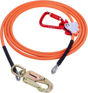 Flip Line, Wire Core Flipline 1/2" X 12', Wire Core Flip Line Kit with Triple Lock Carabiner Adjuster, Steel Swivel Snap, Climbing Flipline for Fall Protection, Arborist, Tree Climbers