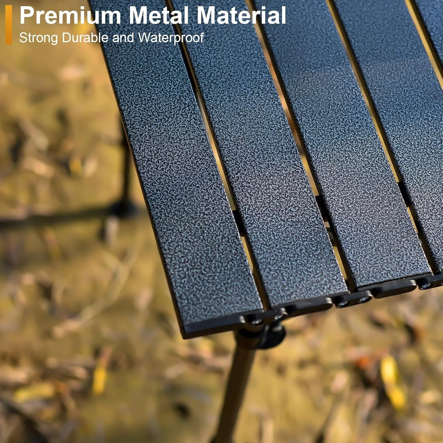 Folding Camping Table, Outdoor Roll-up Table Height Adjustable & Portable Metal Camp Grill Table for Picnic, BBQ, Party, Backyard, Beach, Mesh Storage and Carry Bag (Ash Black, 37.4'' Large)