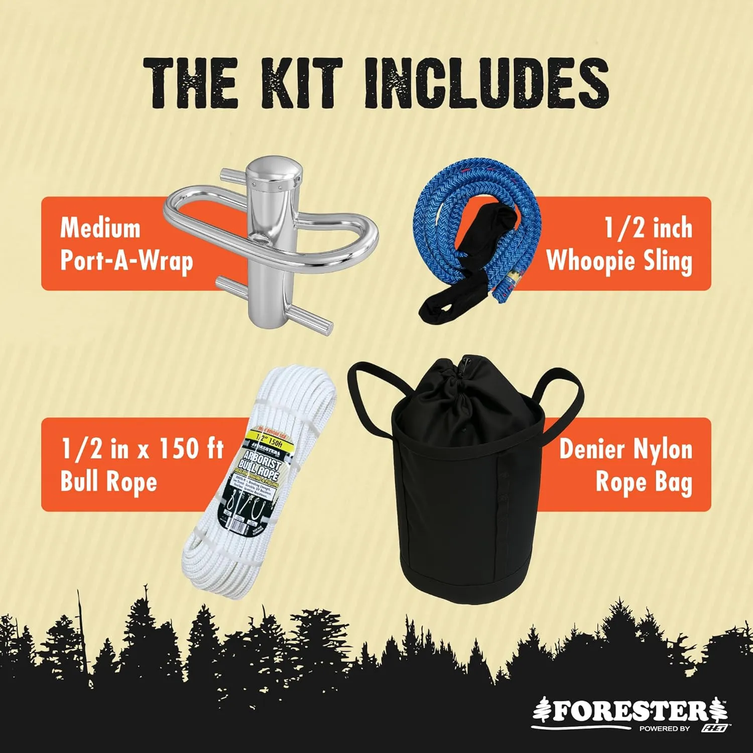 FORESTER Port-A-Wrap | Large Stainless Steel Portawrap for Tree Work | 7,000lb Breaking Strength | 10:1 Work Load Ratio at 2000lbs | Arborist Tree Rigging Equipment