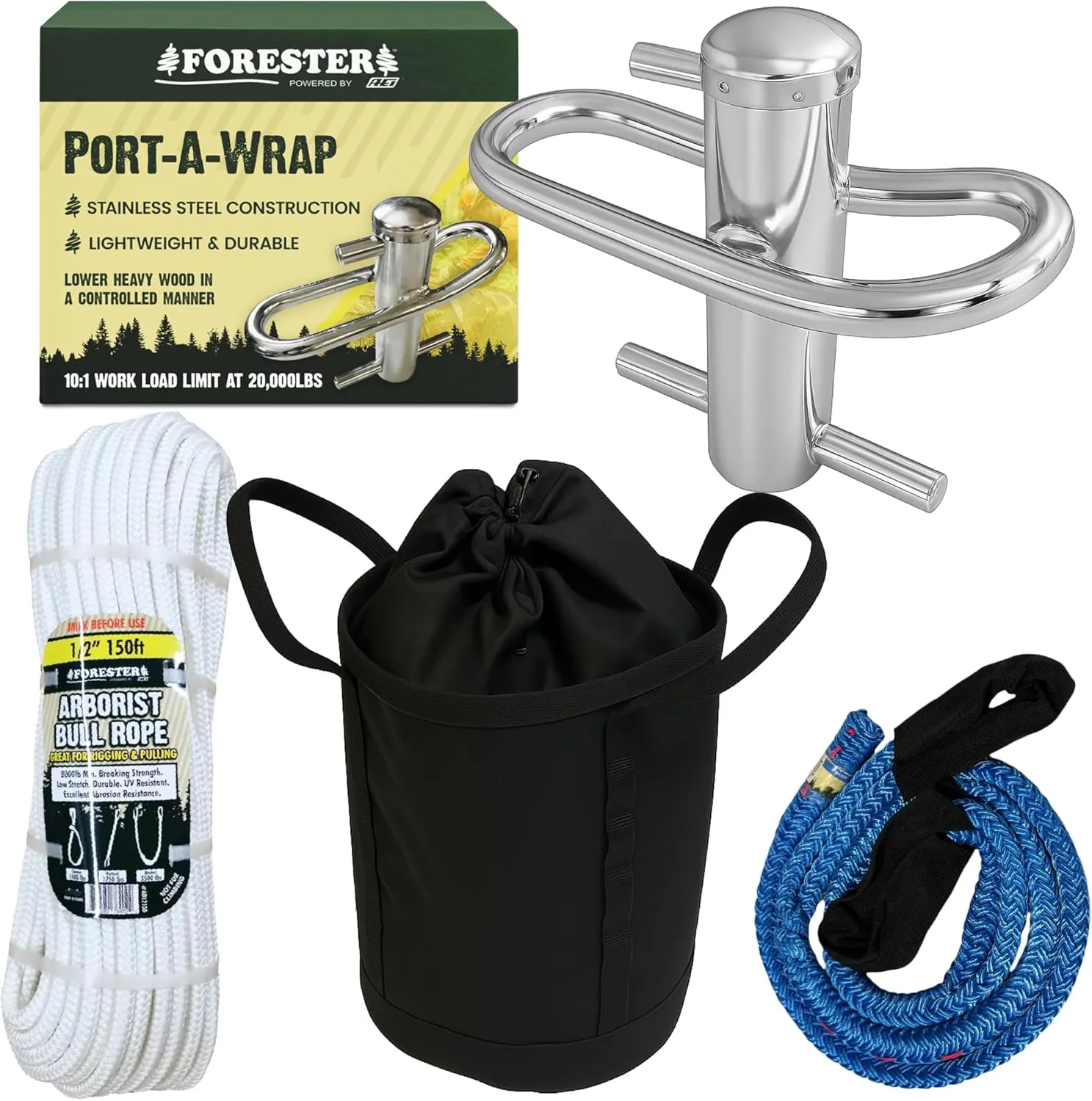 FORESTER Port-A-Wrap | Large Stainless Steel Portawrap for Tree Work | 7,000lb Breaking Strength | 10:1 Work Load Ratio at 2000lbs | Arborist Tree Rigging Equipment