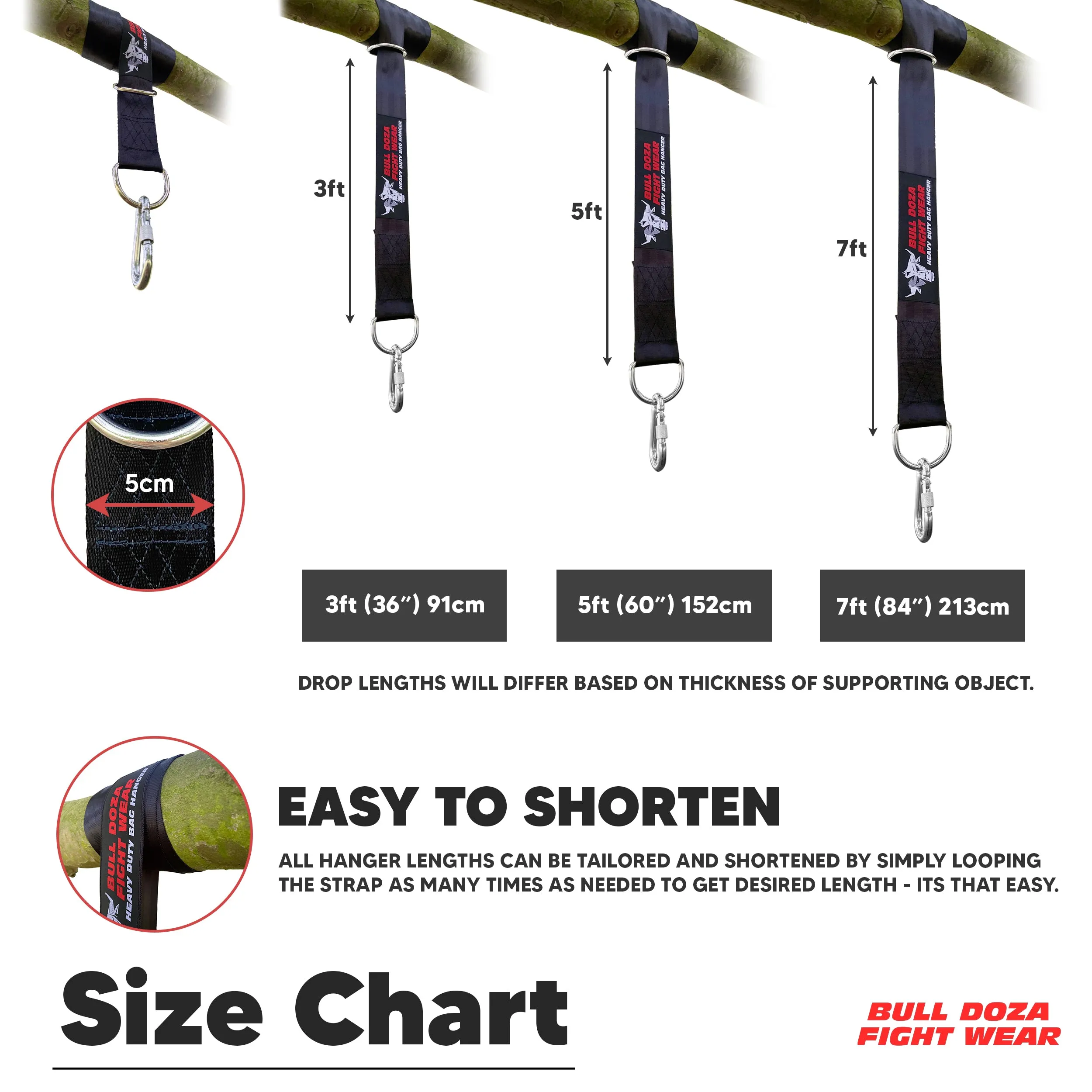 FOUR SIZES 3ft-10ft HEAVY DUTY PUNCH BAG HANGER STRAP
