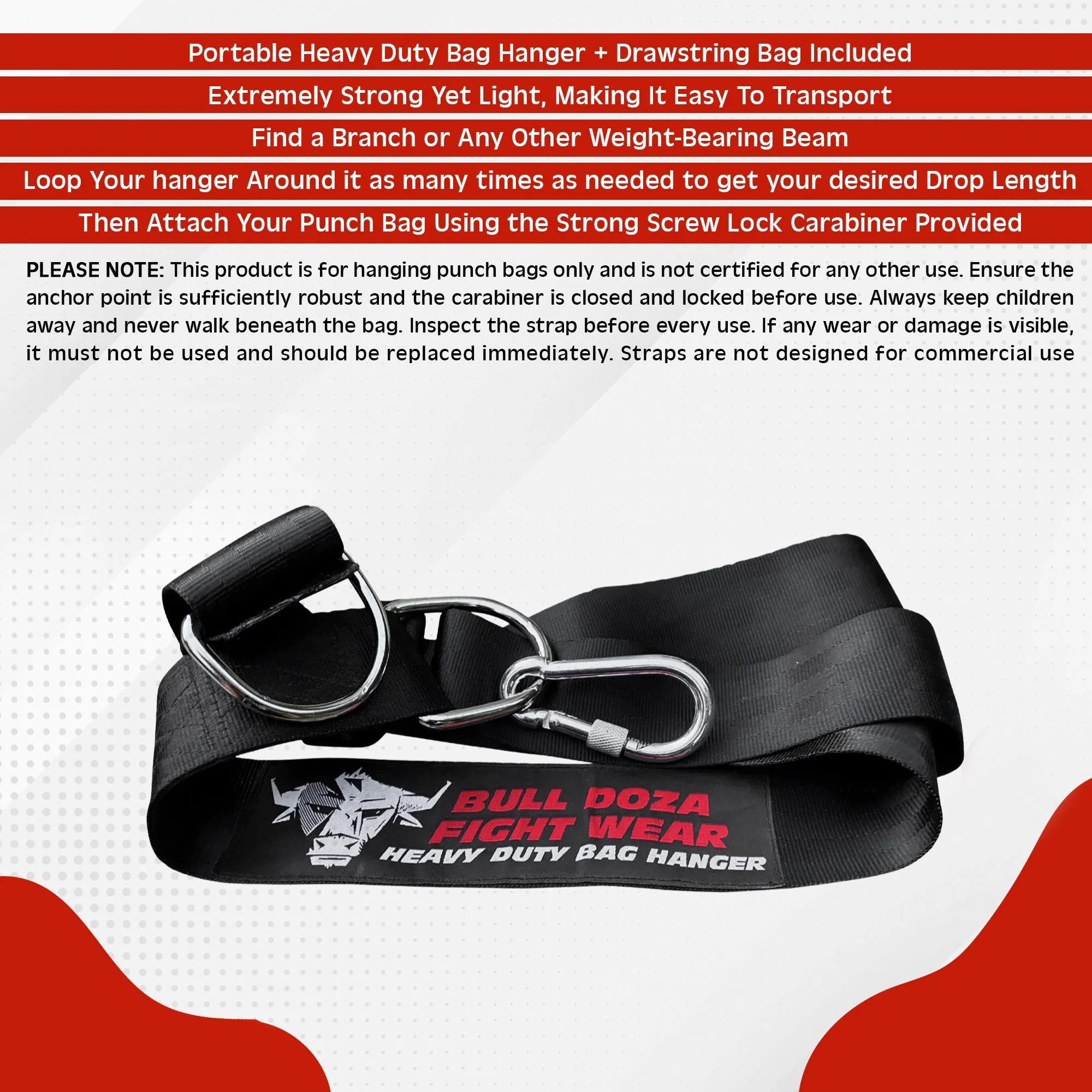 FOUR SIZES 3ft-10ft HEAVY DUTY PUNCH BAG HANGER STRAP