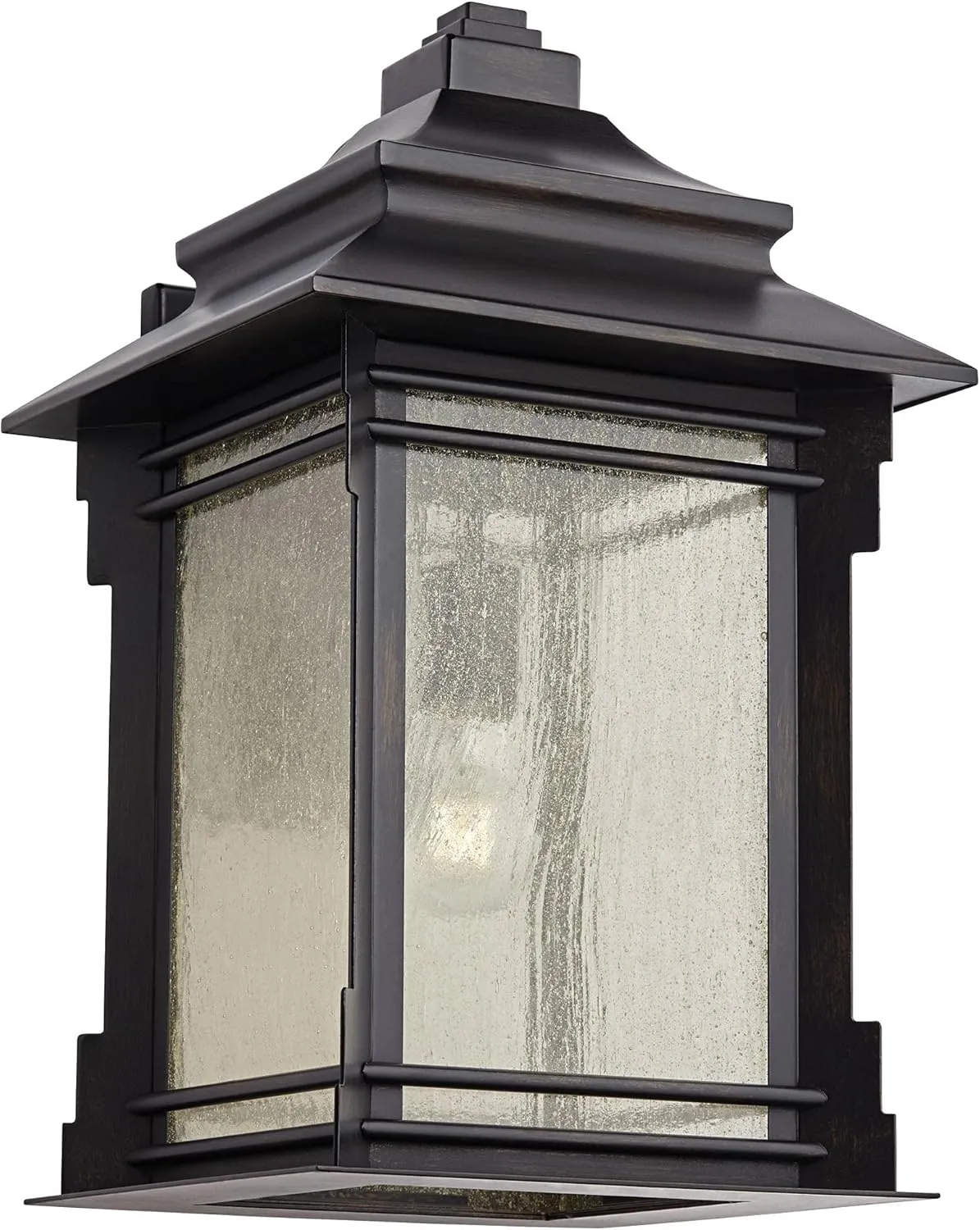 Franklin Iron Works Hickory Point Farmhouse Rustic Mission Outdoor Wall Light Fixture Bronze Lantern 19" Frosted Cream Glass for Exterior House Porch Patio Outside Deck Garage Yard Front Door Home