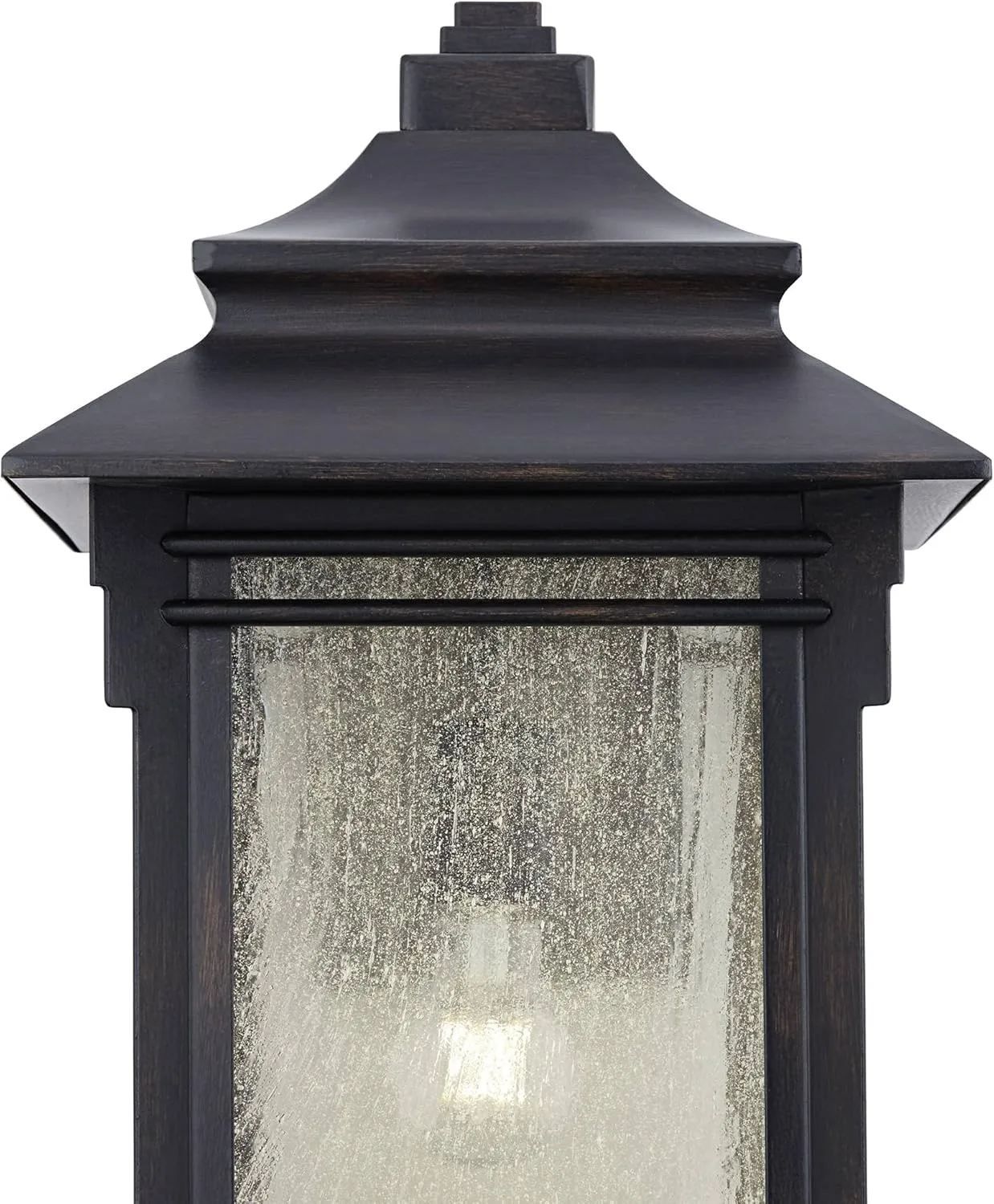 Franklin Iron Works Hickory Point Farmhouse Rustic Mission Outdoor Wall Light Fixture Bronze Lantern 19" Frosted Cream Glass for Exterior House Porch Patio Outside Deck Garage Yard Front Door Home