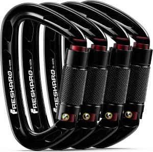 FresKaro 4inches 25kN-5621lbs Climbing Carabiners, UIAA CE Certified, Twist Auto Locking, Made of 7075 Aluminium, Lightweight, Rust Proof, for Mountaineering, Rappelling etc., Multi-Colors