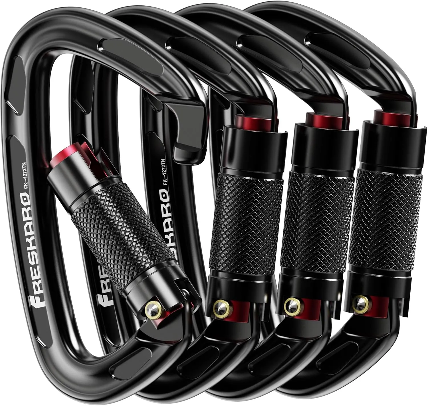 FresKaro 4inches 25kN-5621lbs Climbing Carabiners, UIAA CE Certified, Twist Auto Locking, Made of 7075 Aluminium, Lightweight, Rust Proof, for Mountaineering, Rappelling etc., Multi-Colors