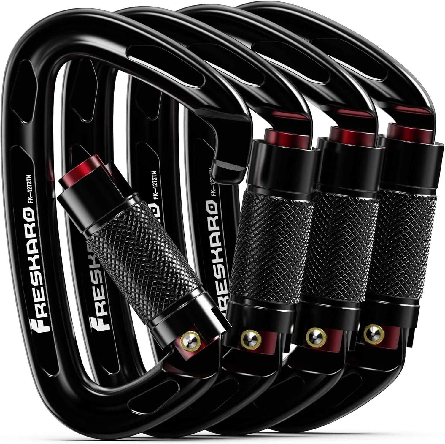 FresKaro 4inches 25kN-5621lbs Climbing Carabiners, UIAA CE Certified, Twist Auto Locking, Made of 7075 Aluminium, Lightweight, Rust Proof, for Mountaineering, Rappelling etc., Multi-Colors