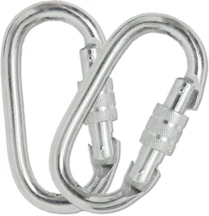 Fun and Function Oval Carabiners - Set of 2 - Swing Carabiner Screw Locking Clip - Premium 4 Inch Heavy Duty Steel Oval Carabiner