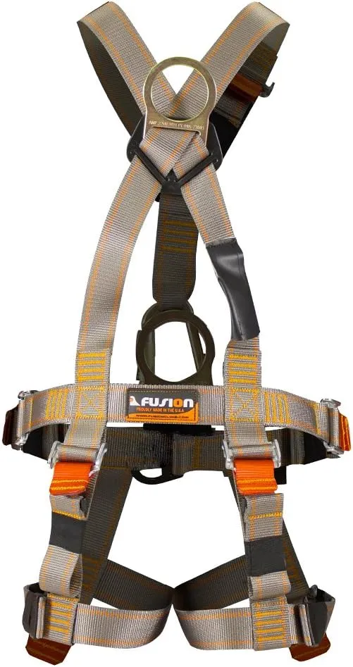 Fusion Climb Plemistis Full Body Harness (5,000 LBS Rated) Professional Ziplining Full Body Harness for Ziplining, Rappelling, Mountain Climbing, Rock Climbing - Heavy Duty Harness