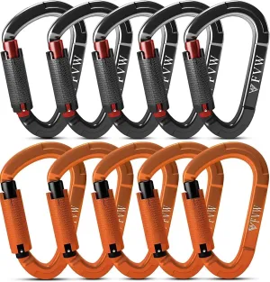 FVW Auto Locking Rock Climbing Carabiner Clips, UIAA Certified Professional 25KN (5620 lbs) Heavy Duty Caribeaners for Rappelling Swing Rescue & Gym etc,Large Carabiners,D-Shaped