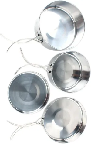 GALPADA 4-pc Stainless Steel Pot Set Camping Pan Cooking Kit Portable Cookware for Outdoor Hiking