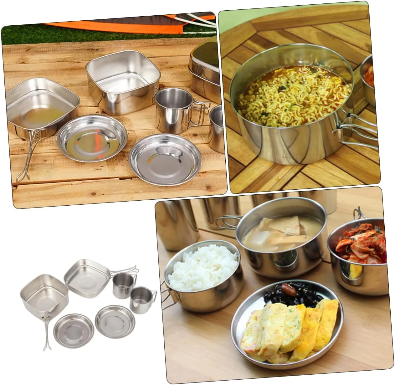 GANAZONO Outdoor Camping Cooker Cooler Oven Accessories Kit Portable Gear Bag Tin Charger Van Tableware Pans