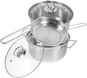 Garneck 1set Stainless Steel Cookware Set Soup Pot Pot Frying Pan Comfortable Grip Versatile Kitchen Cookware for All Cooking Needs