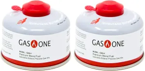 GasOne Camping Fuel Blend Isobutane Fuel Canister 100g (2 Pack)