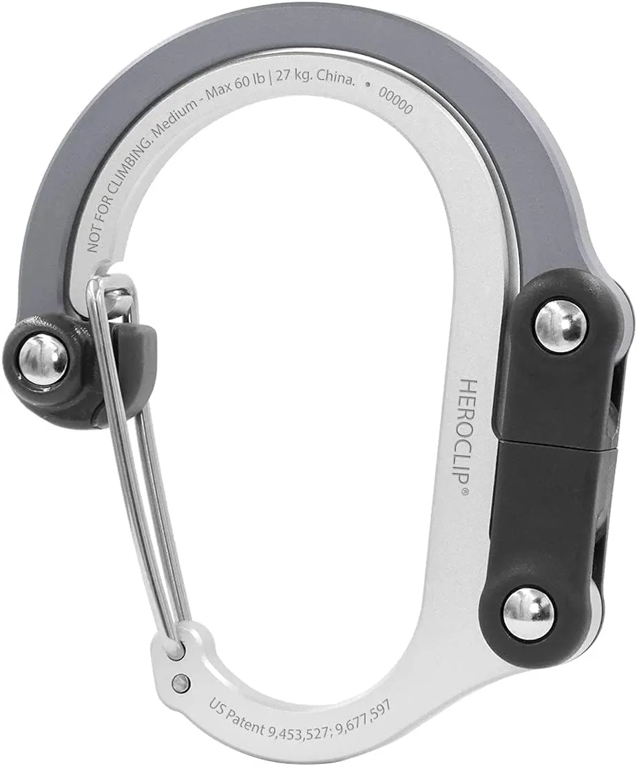 GEAR AID HEROCLIP (Large) Carabiner Gear Clip and Hook for Hanging Heavy Duty Items, Camping Backpacks, Suitcases, Kayaks, Bicycles, Garage Organization and More