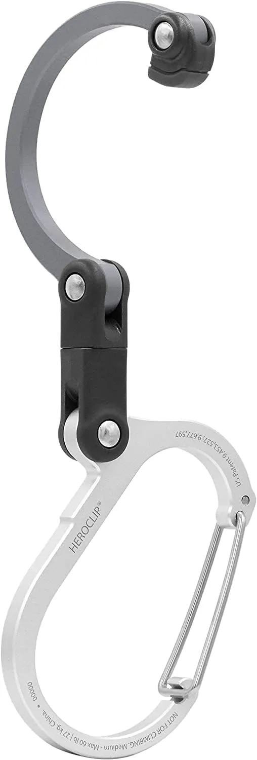 GEAR AID HEROCLIP (Large) Carabiner Gear Clip and Hook for Hanging Heavy Duty Items, Camping Backpacks, Suitcases, Kayaks, Bicycles, Garage Organization and More