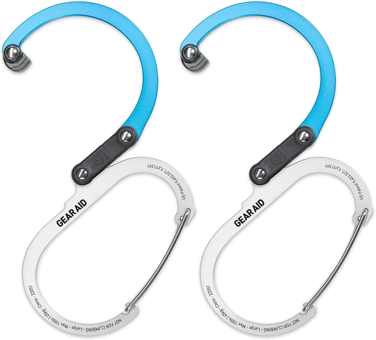 GEAR AID HEROCLIP (Large) Carabiner Gear Clip and Hook for Hanging Heavy Duty Items, Camping Backpacks, Suitcases, Kayaks, Bicycles, Garage Organization and More