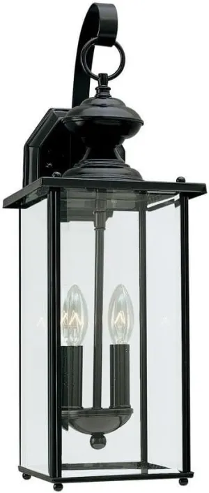 Generation Lighting 8468-12 Jamestowne Transitional Two - Light Outdoor Wall Lantern Outside Fixture, Black Finish
