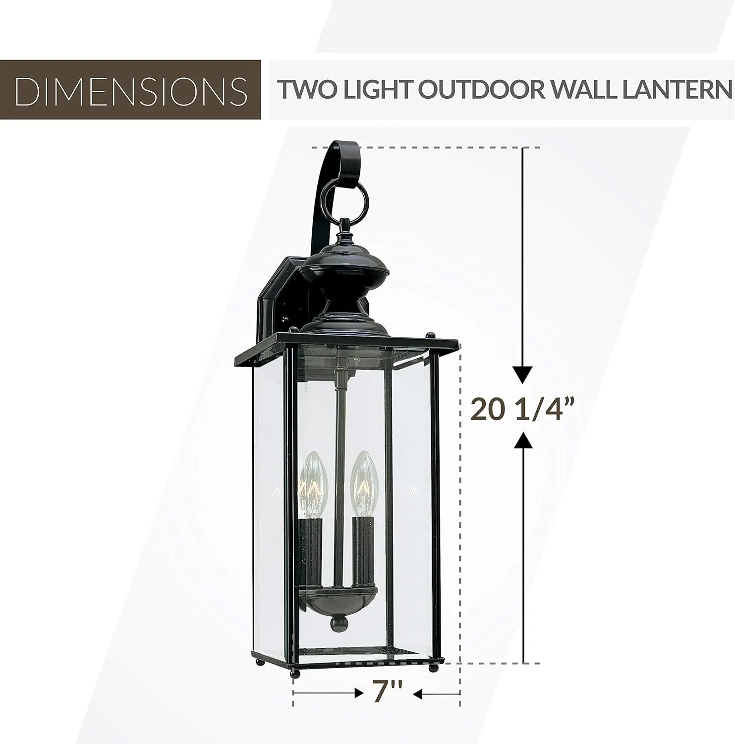 Generation Lighting 8468-12 Jamestowne Transitional Two - Light Outdoor Wall Lantern Outside Fixture, Black Finish