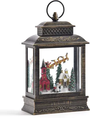 Giftcraft 664127 LED Bronze Water Lantern with Church, 10.40 inches