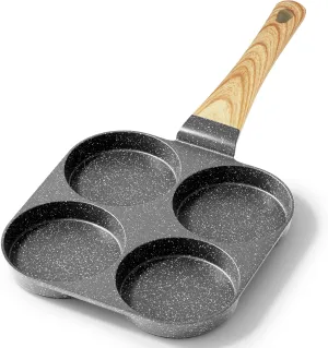 GiPP Non Stick Egg Pan, 4-Cup Granite Omelette Pan Skillet for Breakfast, Pancake Pan with Heat-Resistant Handle, Compatible with All Stovetops, Easy to Clean, PFOA Free, Grey