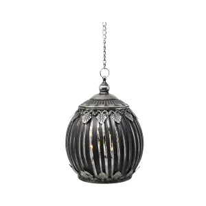 Glass Led Lantern - Black