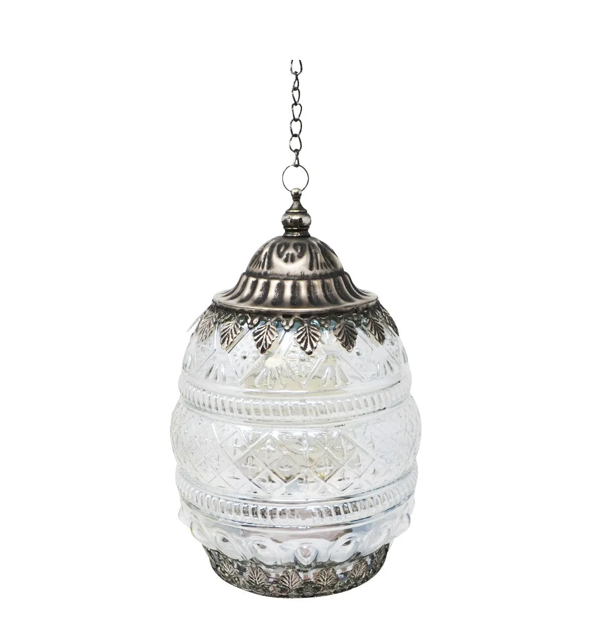 Glass Led Lantern - Iridescent Tall