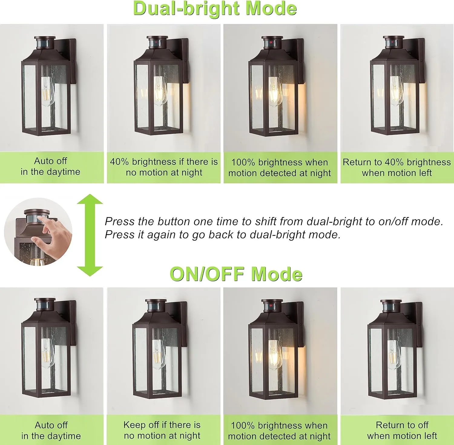 GOLDHILL Bronze Motion Sensor Outdoor Wall Light Fixture 2 Pack, Exterior Wall Lantern with E26 Base Socket, Outdoor Lights for House, Garage, Doorway, Porch