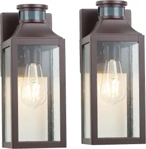 GOLDHILL Bronze Motion Sensor Outdoor Wall Light Fixture 2 Pack, Exterior Wall Lantern with E26 Base Socket, Outdoor Lights for House, Garage, Doorway, Porch