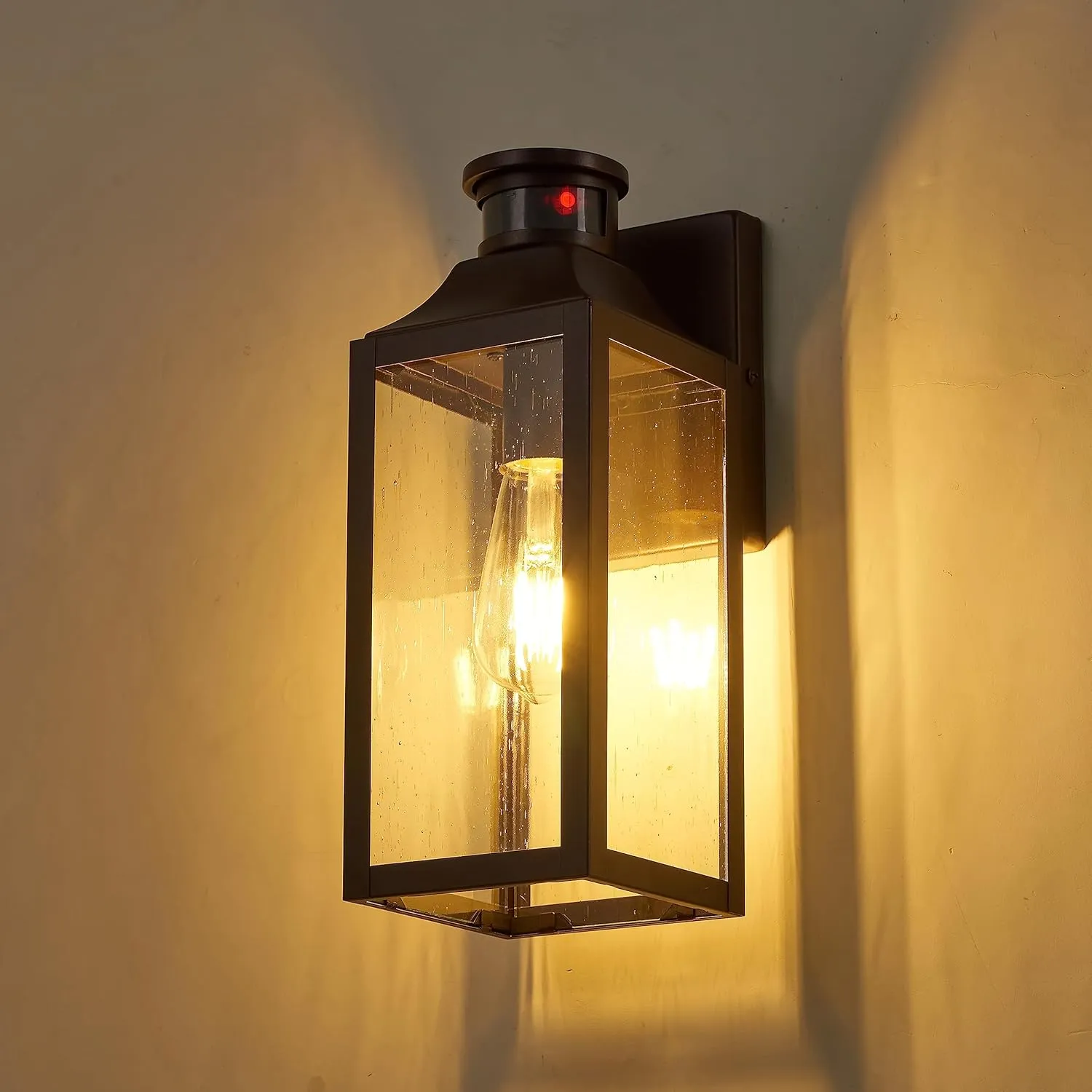 GOLDHILL Bronze Motion Sensor Outdoor Wall Light Fixture 2 Pack, Exterior Wall Lantern with E26 Base Socket, Outdoor Lights for House, Garage, Doorway, Porch