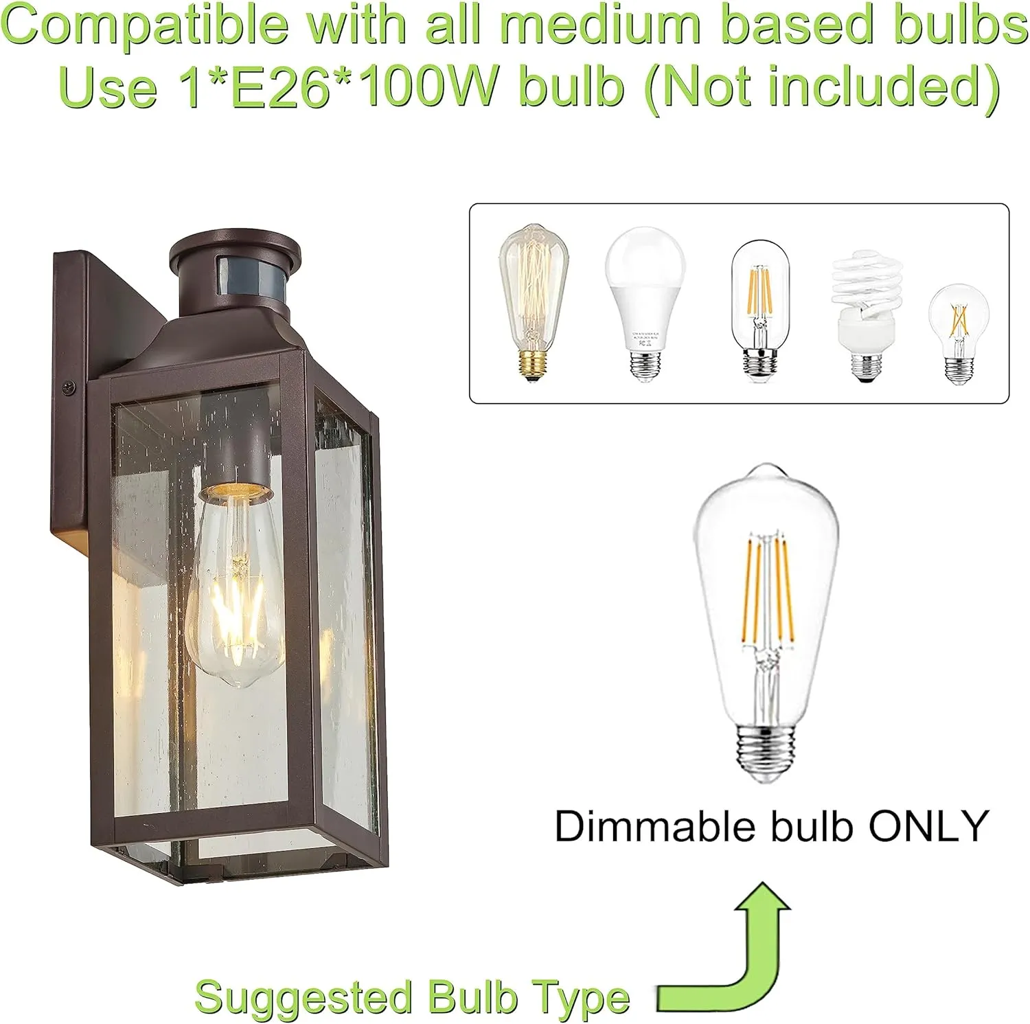 GOLDHILL Bronze Motion Sensor Outdoor Wall Light Fixture 2 Pack, Exterior Wall Lantern with E26 Base Socket, Outdoor Lights for House, Garage, Doorway, Porch
