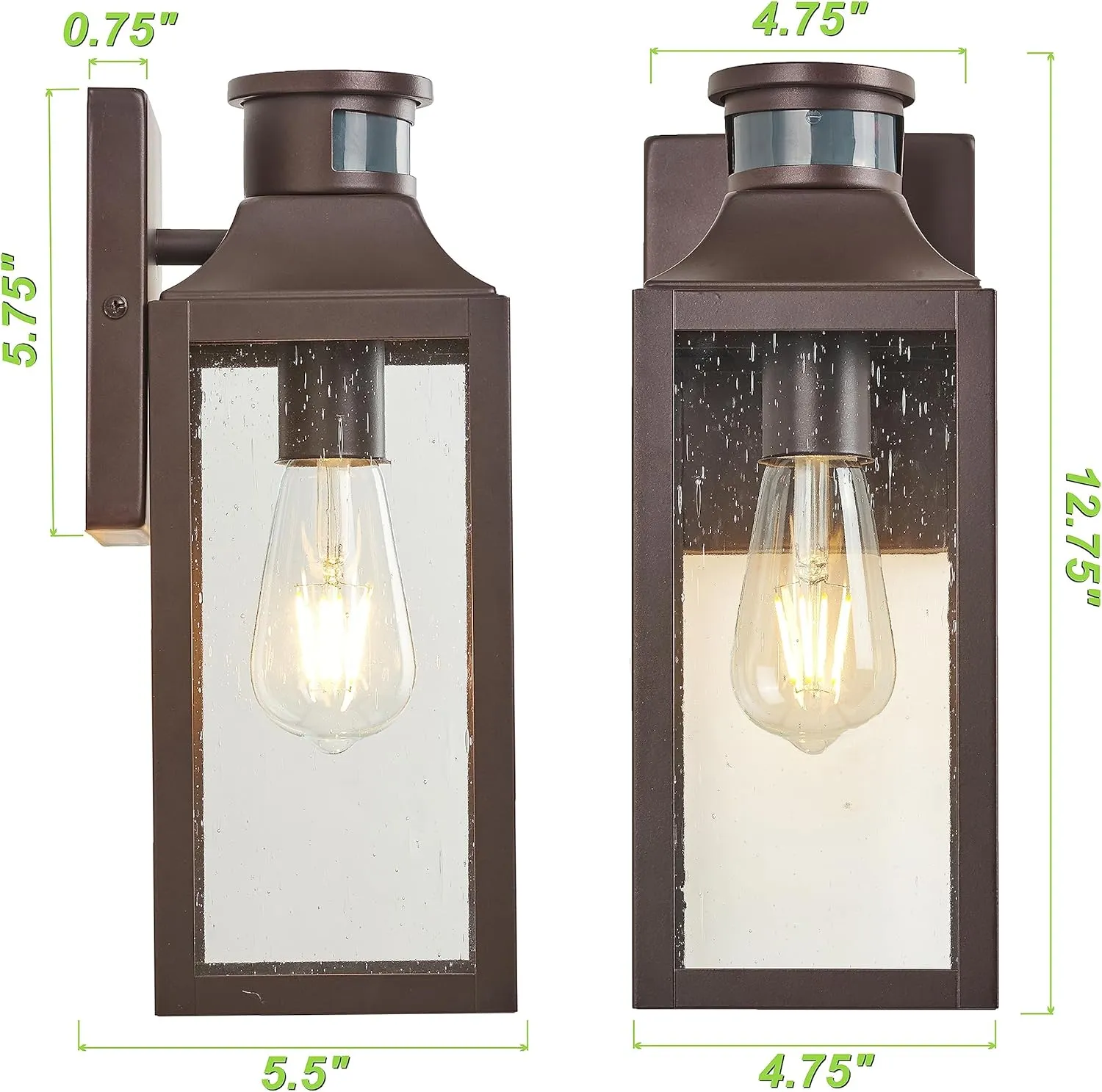 GOLDHILL Bronze Motion Sensor Outdoor Wall Light Fixture 2 Pack, Exterior Wall Lantern with E26 Base Socket, Outdoor Lights for House, Garage, Doorway, Porch