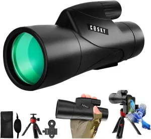 Gosky Monoculars Telescope, 15x55 HD Monocular for Adult with BAK4 Prism & FMC Lens, Lightweight Monocular with Smartphone Adapter Suitable for Bird Watching Hunting (Black)