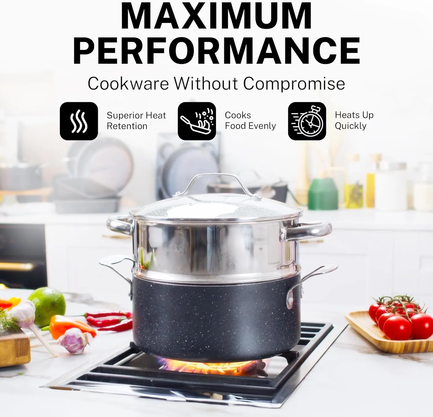 GRANITESTONE 20 Pc Kitchen Pots and Pans Set Non Stick Cookware Set, Kitchen Granite Nonstick Cookware Sets, Diamond Coated Non Toxic Cookware Set, Oven & Dishwasher Safe