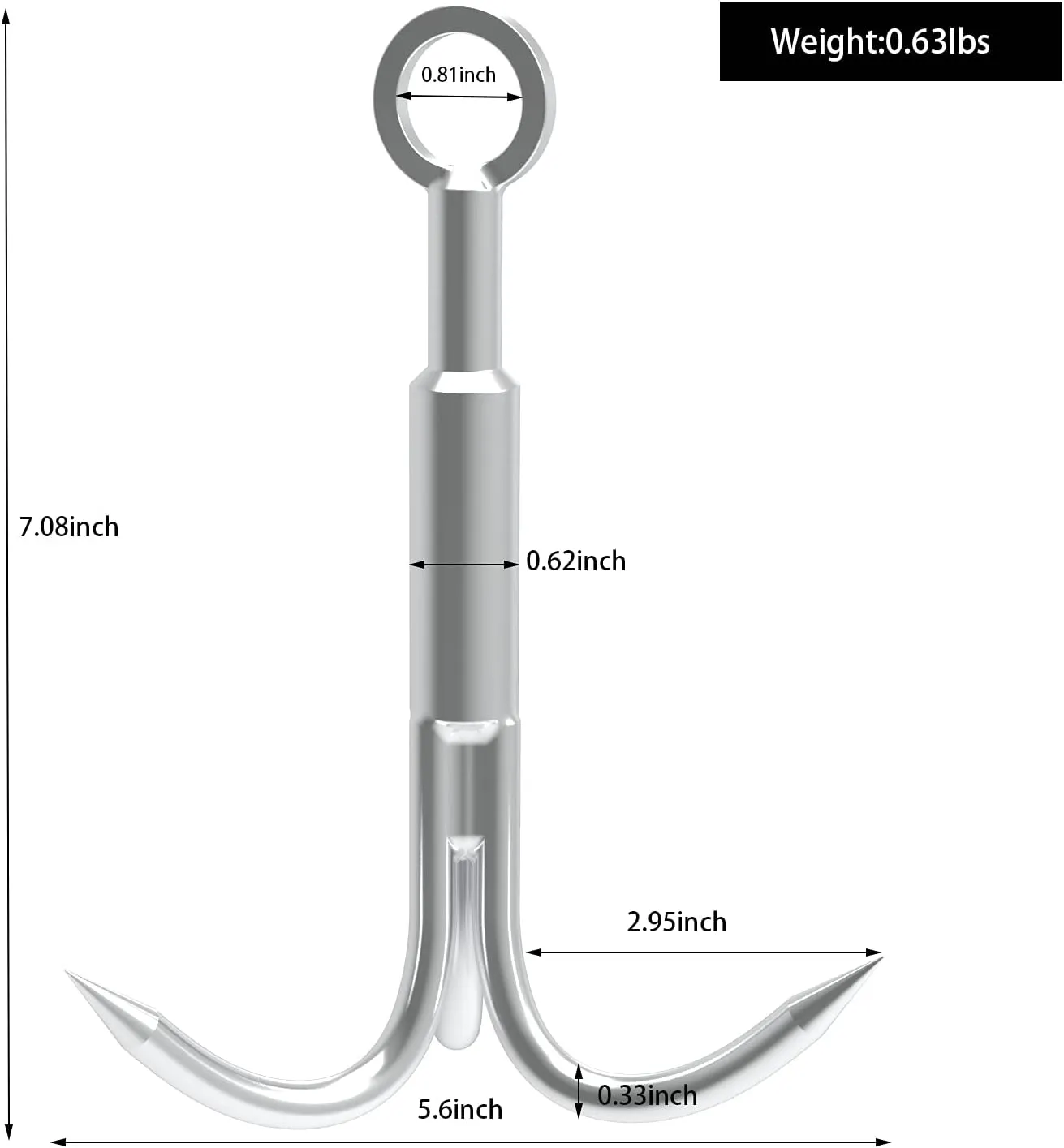 Grappling Hook with 3-Claw Stainless Steel,3 Claw Climbing Carabiner Hook for Retrieving,Outdoor Hiking,Tree Limb Removalr,Salvage.