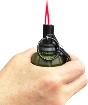 Green Cool Lighter,Refillable Butane Jet Torch Flame Windproof Lighters,Adjustable,Camping BBQ Kitchen Outdoors (W3)