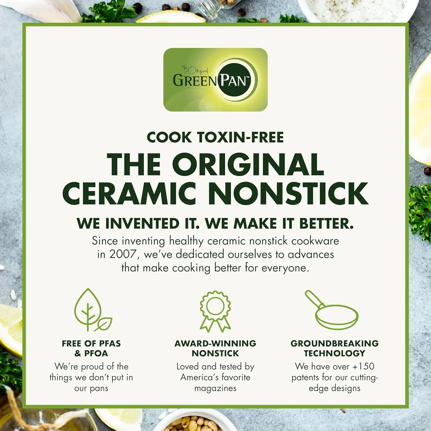 GreenPan Chatham Hard Anodized Healthy Ceramic Nonstick 10 Piece Cookware Pots and Pans Set, Frying Pan Skillets, Saucepans, Saute Pan, Stockpot, Lids, PFAS & PFOA-Free, Dishwasher & Oven Safe, Gray