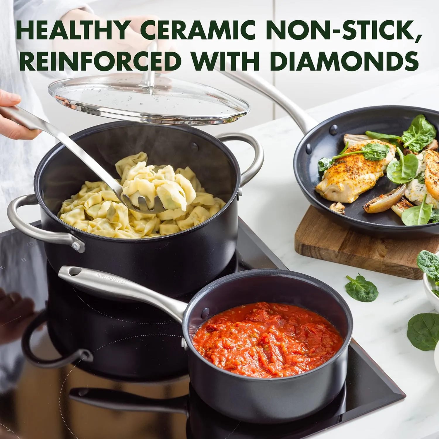GreenPan Lima Midnight Hard Anodized Healthy Ceramic Nonstick 11 Piece Cookware Pots and Pans Set, PFAS-Free, Induction, Oven Safe, Black