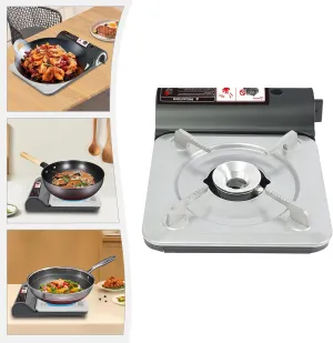 Grill Butane Camping Stove with Case, Portable Camping Stove Ideal for Outdoor Cooking/Camping/Road Trips, Fuel Not Included (black)