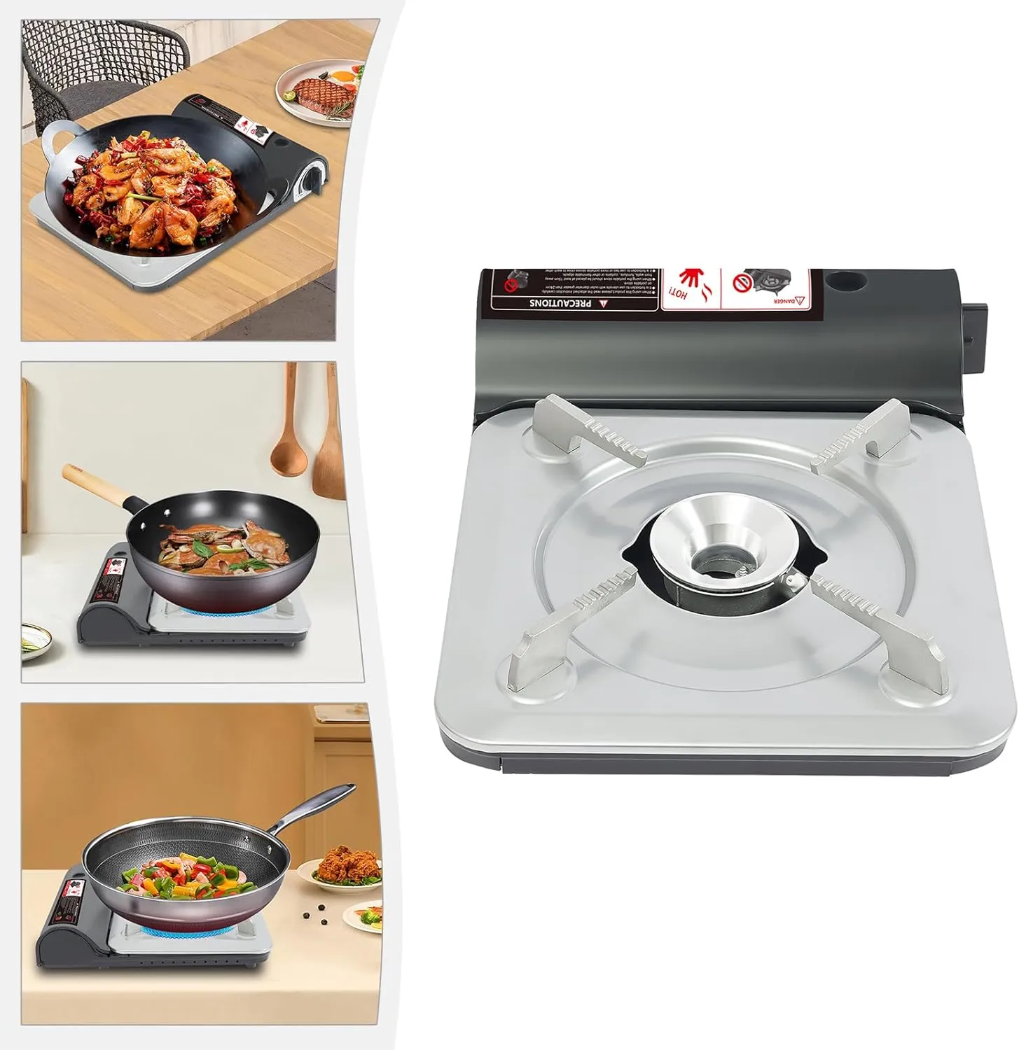 Grill Butane Camping Stove with Case, Portable Camping Stove Ideal for Outdoor Cooking/Camping/Road Trips, Fuel Not Included (black)