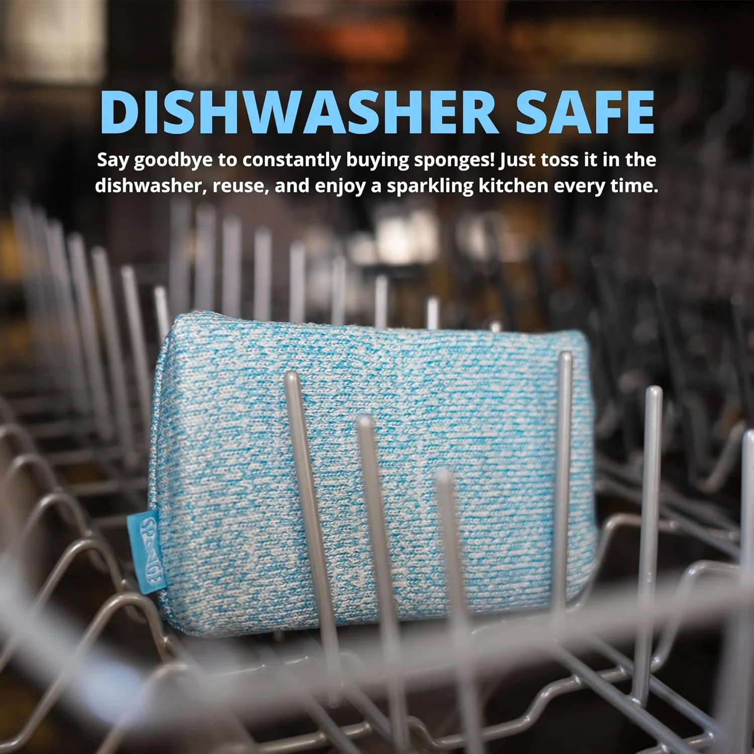Grill Rescue Heavy Duty Kitchen Sponge - Lasts 20x Longer, Scratch-Free, Safe for Non-Stick Cookware - Cut Resistant, Versatile Household, Bathroom & Outdoor Cleaning Supplies (3, Blue)