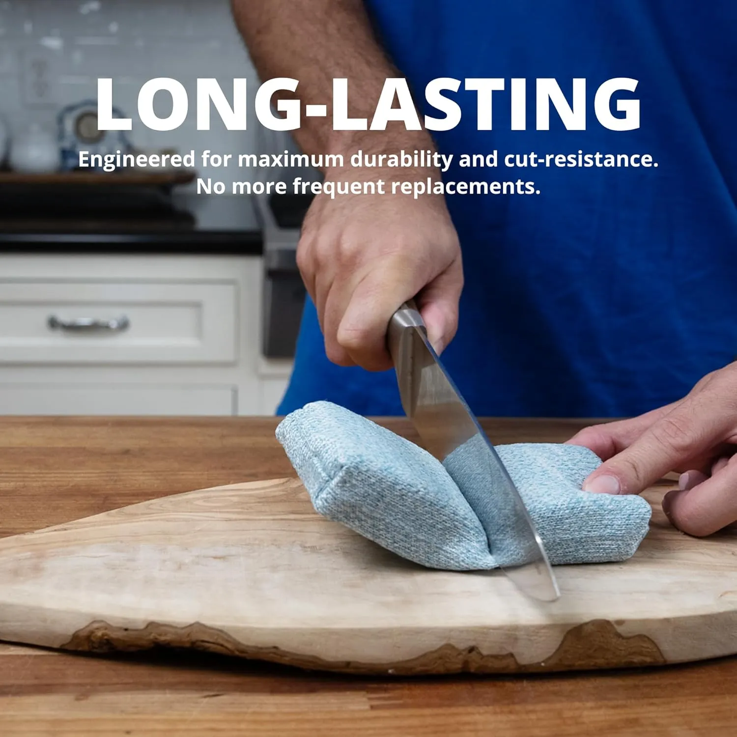 Grill Rescue Heavy Duty Kitchen Sponge - Lasts 20x Longer, Scratch-Free, Safe for Non-Stick Cookware - Cut Resistant, Versatile Household, Bathroom & Outdoor Cleaning Supplies (3, Blue)
