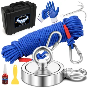 GRTARD Fishing Magnet Double Sided, 1725LBS Pulling Force Magnet Fishing, Premium Magnet Fishing Kit for Retrieving Items in River, Lake, Beach, Lawn, 3.7inch Diameter